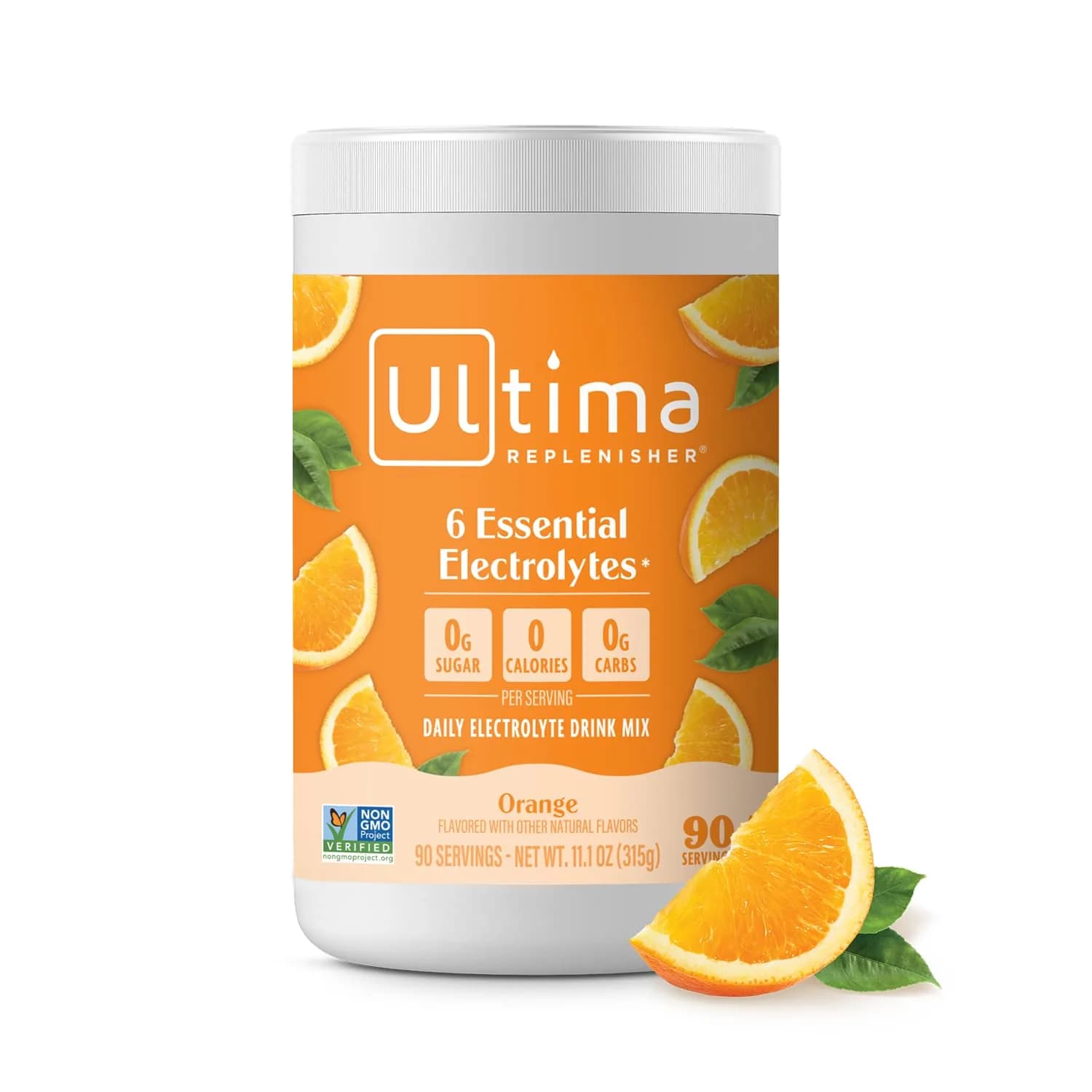 Ultima Replenisher Daily Electrolyte Powder Drink Mix Orange 90 Servings (3.14 oz / 89g) | Zero Sugar Hydration with 6 Electrolytes - main product image