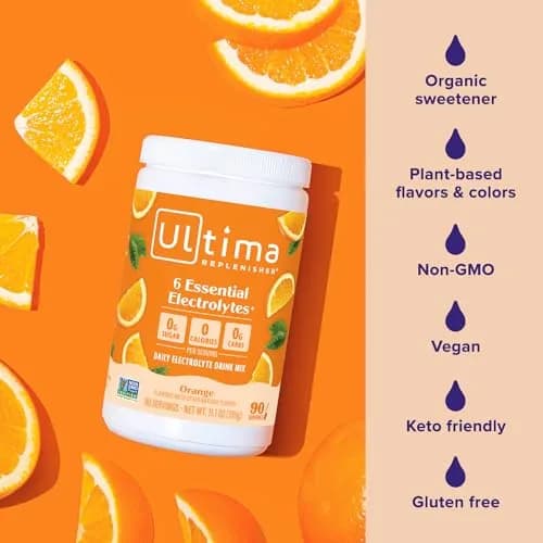 Ultima Replenisher Daily Electrolyte Powder Drink Mix Orange 90 Servings (3.14 oz / 89g) | Zero Sugar Hydration with 6 Electrolytes thumbnail 5