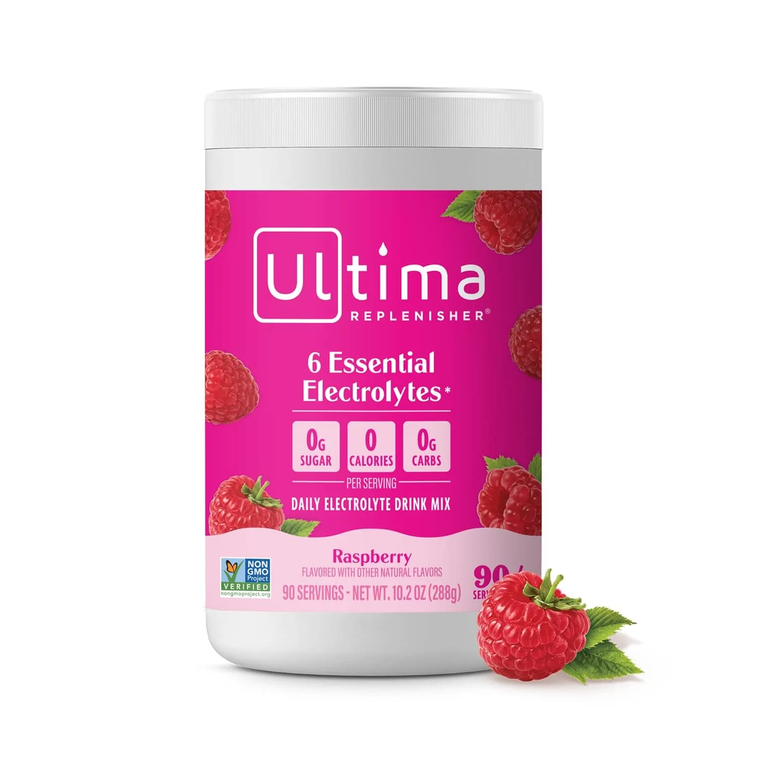 Ultima Replenisher Daily Electrolyte Powder Drink Mix Raspberry 10.2oz (290g) | Balanced Hydration with 6 Electrolytes - main product image