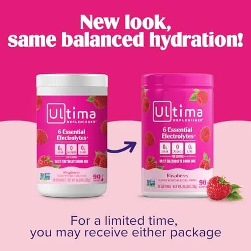 Ultima Replenisher Daily Electrolyte Powder Drink Mix Raspberry 10.2oz (290g) | Balanced Hydration with 6 Electrolytes thumbnail 4