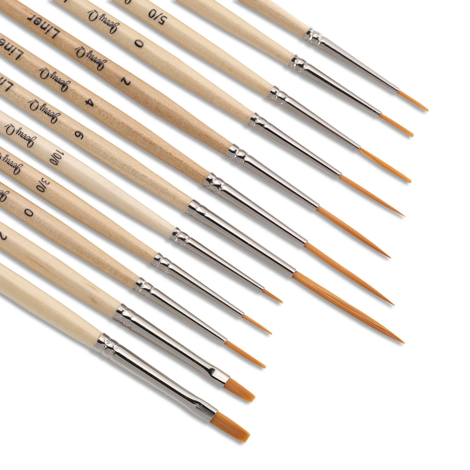 Jerry Q Art Gold 12 Pcs Detail Paint Brushes, Synthetic Hair | Fine Detail Work for All Media