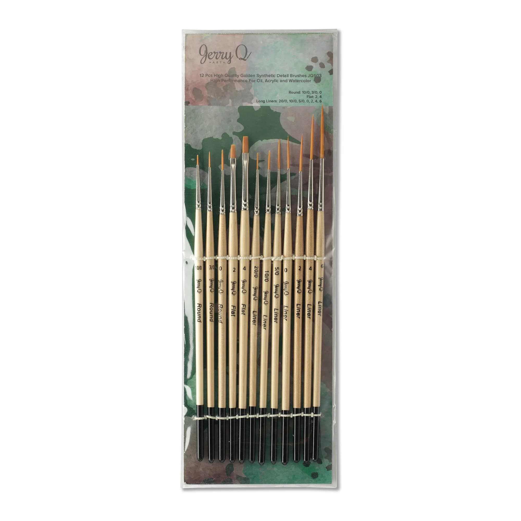 Jerry Q Art Gold 12 Pcs Detail Paint Brushes, Synthetic Hair | Fine Detail Work for All Media - view 5