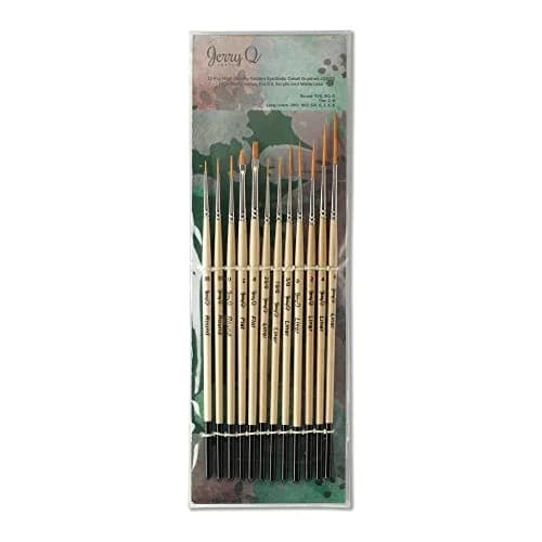 Jerry Q Art Gold 12 Pcs Detail Paint Brushes, Synthetic Hair | Fine Detail Work for All Media thumbnail 5