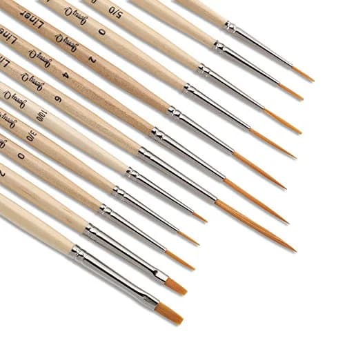 Jerry Q Art Gold 12 Pcs Detail Paint Brushes, Synthetic Hair | Fine Detail Work for All Media thumbnail 1