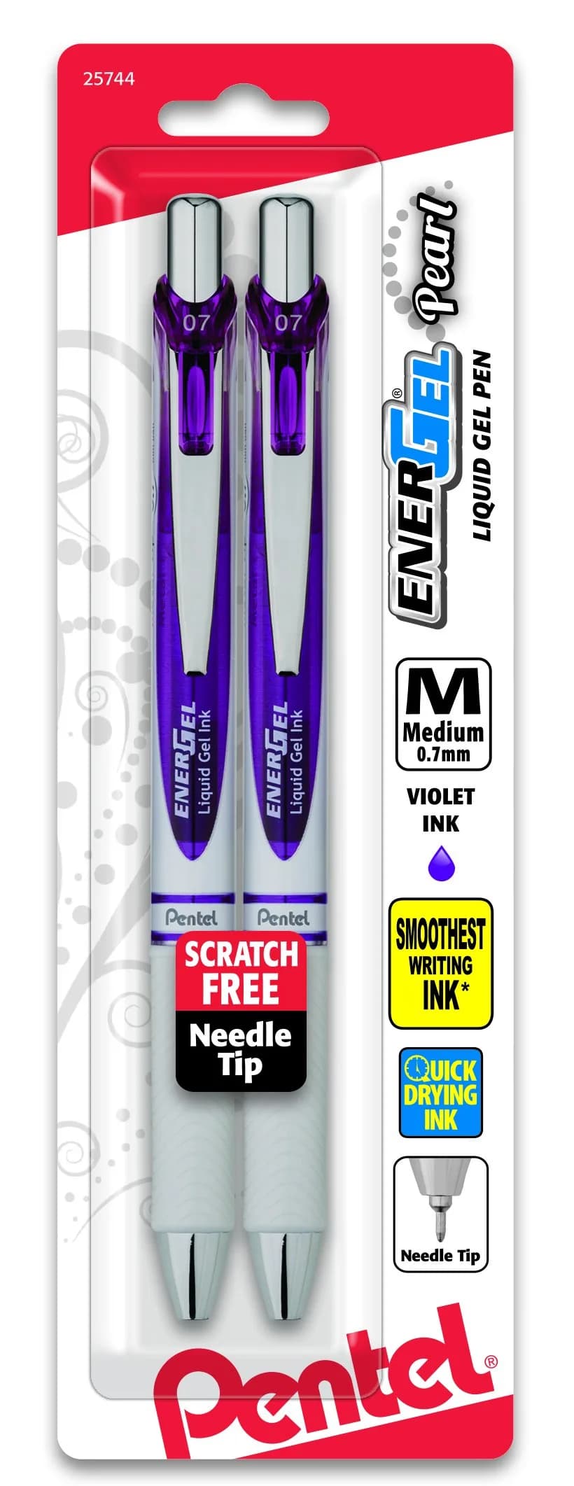 Pentel EnerGel Pearl RTX Retractable Gel Pen, 0.7mm Needle Tip, 2 Pack, Violet Ink | Smooth Ink Flow — Violet