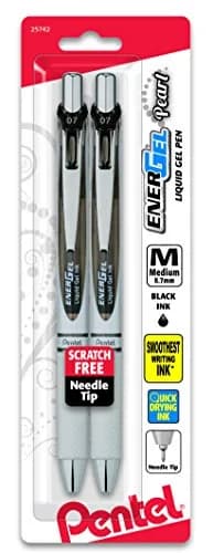Pentel EnerGel Pearl RTX Liquid Gel Pen 0.7mm | Smooth, Refillable, Black Ink (2 Pack) thumbnail 1