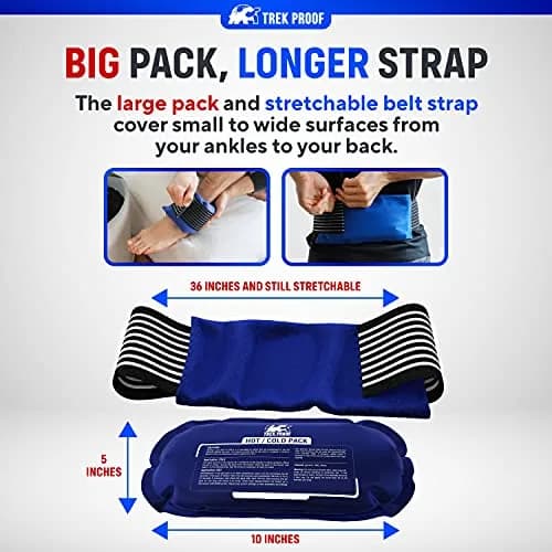 TrekProof Ice Packs for Injuries Reusable 3 Piece Set | Hot & Cold Gel Wrap Support for Recovery & Pain Relief thumbnail 4