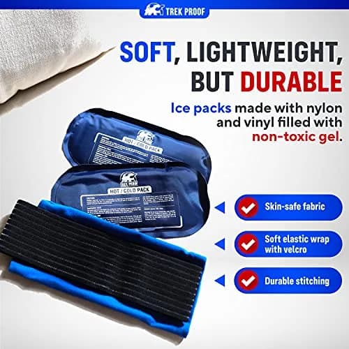 TrekProof Ice Packs for Injuries Reusable 3 Piece Set | Hot & Cold Gel Wrap Support for Recovery & Pain Relief thumbnail 2