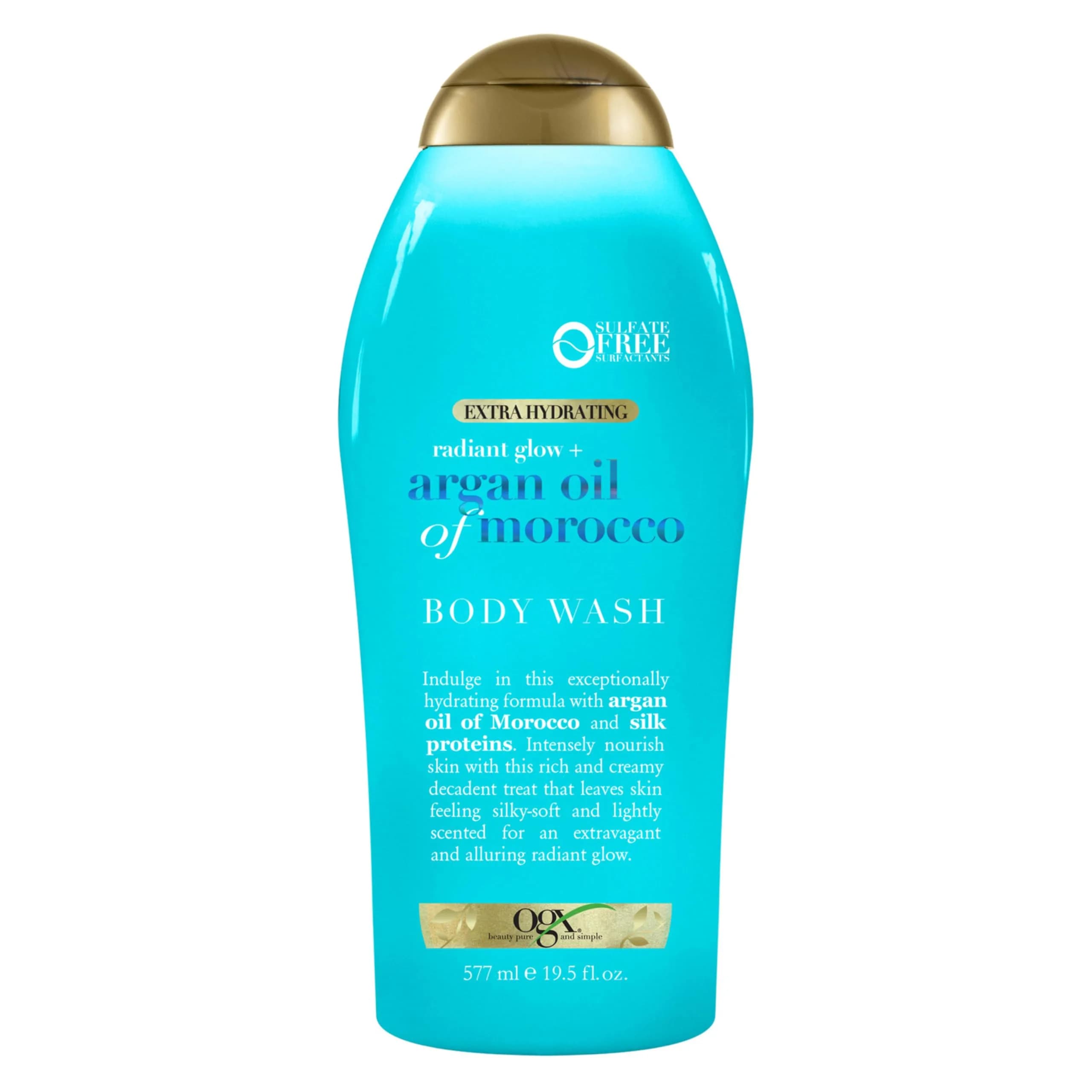 OGX Radiant Glow + Argan Oil of Morocco Body Wash 19.5 Fl Oz | Hydrating & Nourishing for Dry Skin