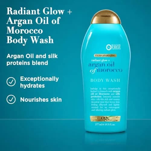 OGX Radiant Glow + Argan Oil of Morocco Body Wash 19.5 Fl Oz | Hydrating & Nourishing for Dry Skin thumbnail 2