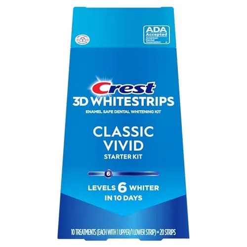 Crest Classic Vivid Teeth Whitening Strips Kit 20 Strips (10 Count Pack) | 6 Levels Whiter in 10 Days thumbnail 1