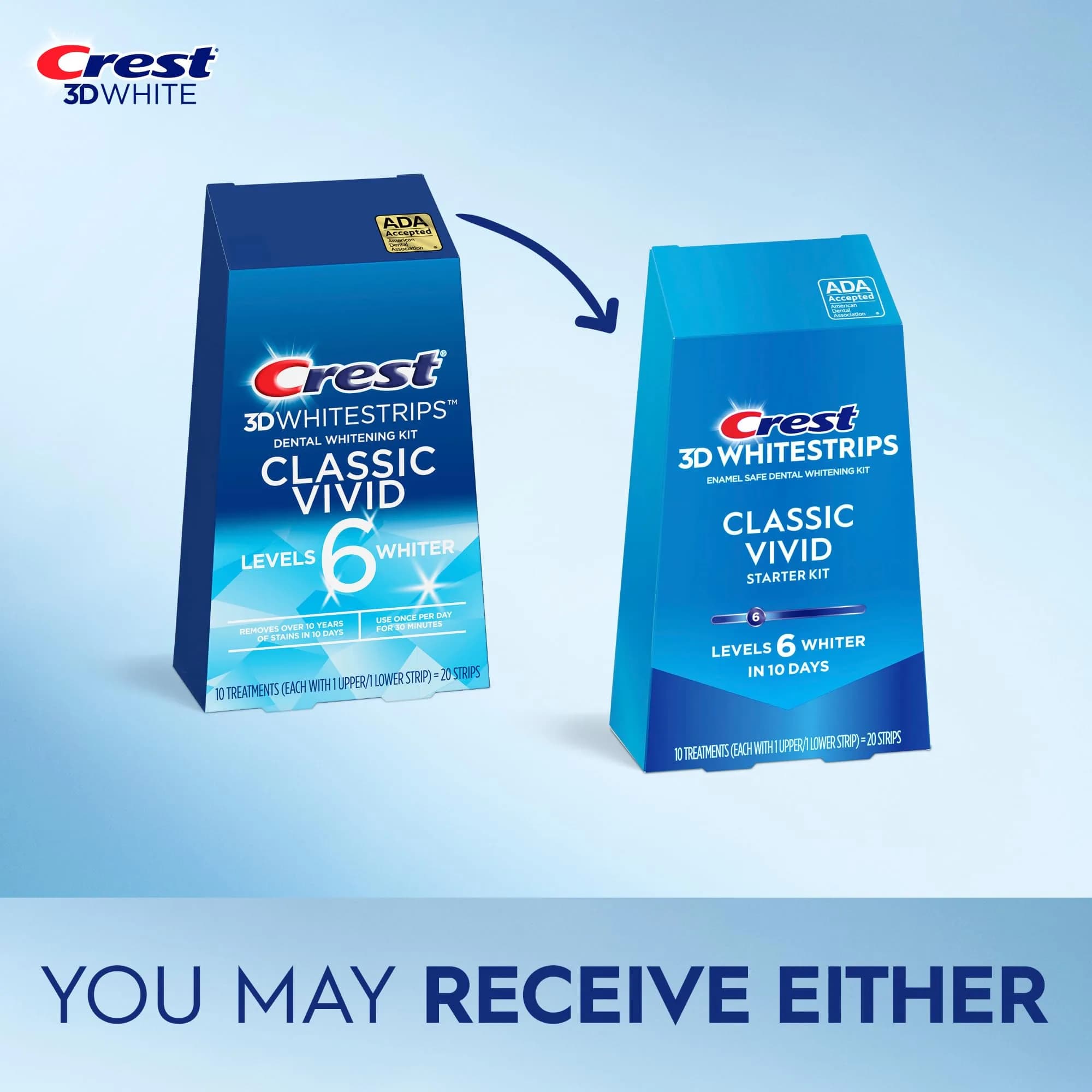 Crest Classic Vivid Teeth Whitening Strips Kit 20 Strips (10 Count Pack) | 6 Levels Whiter in 10 Days - view 2