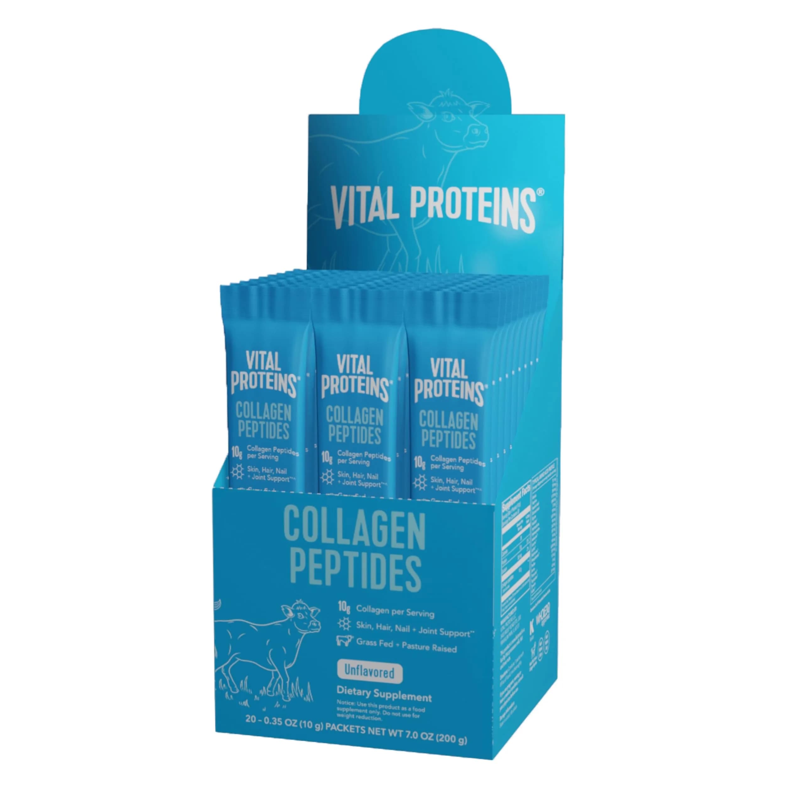 Vital Proteins Collagen Peptides Powder Lemon Flavor, 14 Servings | High Protein Nutritional Supplement — Unflavored / 20 Packets