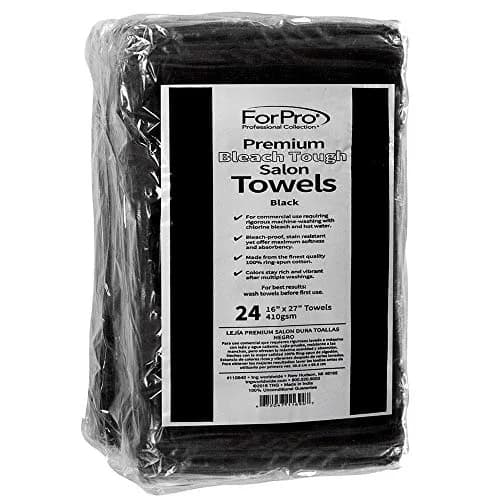 ForPro Professional Collection Bleach Tough Salon Towels, 24ct, Black, 27" L x 16" W | Stain-Resistant Cotton Towels for Salon & Spa thumbnail 2
