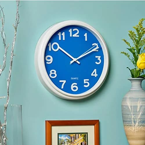 Bernhard Products Blue Wall Clock 12.5 Inch Silent Non-Ticking Modern Stylish Quartz Clocks for Home Kitchen Office Bedroom Boy's Room Nursery Kids School Classroom Battery Operated Easy to Read thumbnail 5