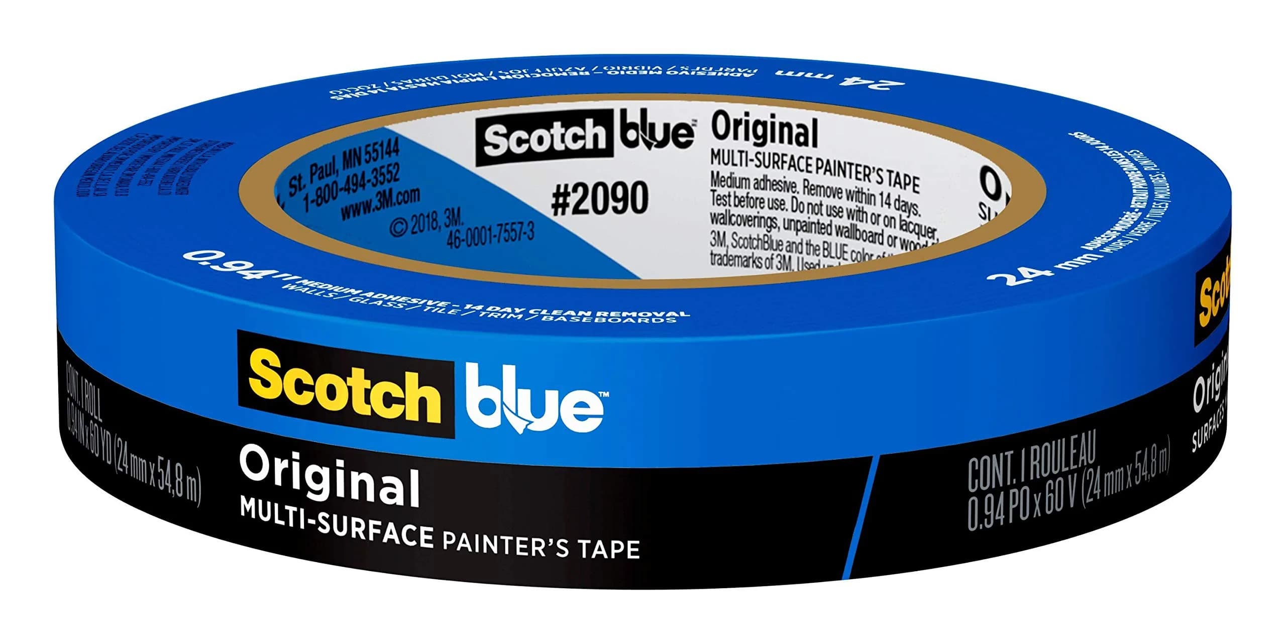 ScotchBlue Original Multi-Surface Painter’s Tape 0.94 inch (24mm) x 60 Yard Rolls (24-Pack) | Clean Release for Walls, Trim, Glass - main product image