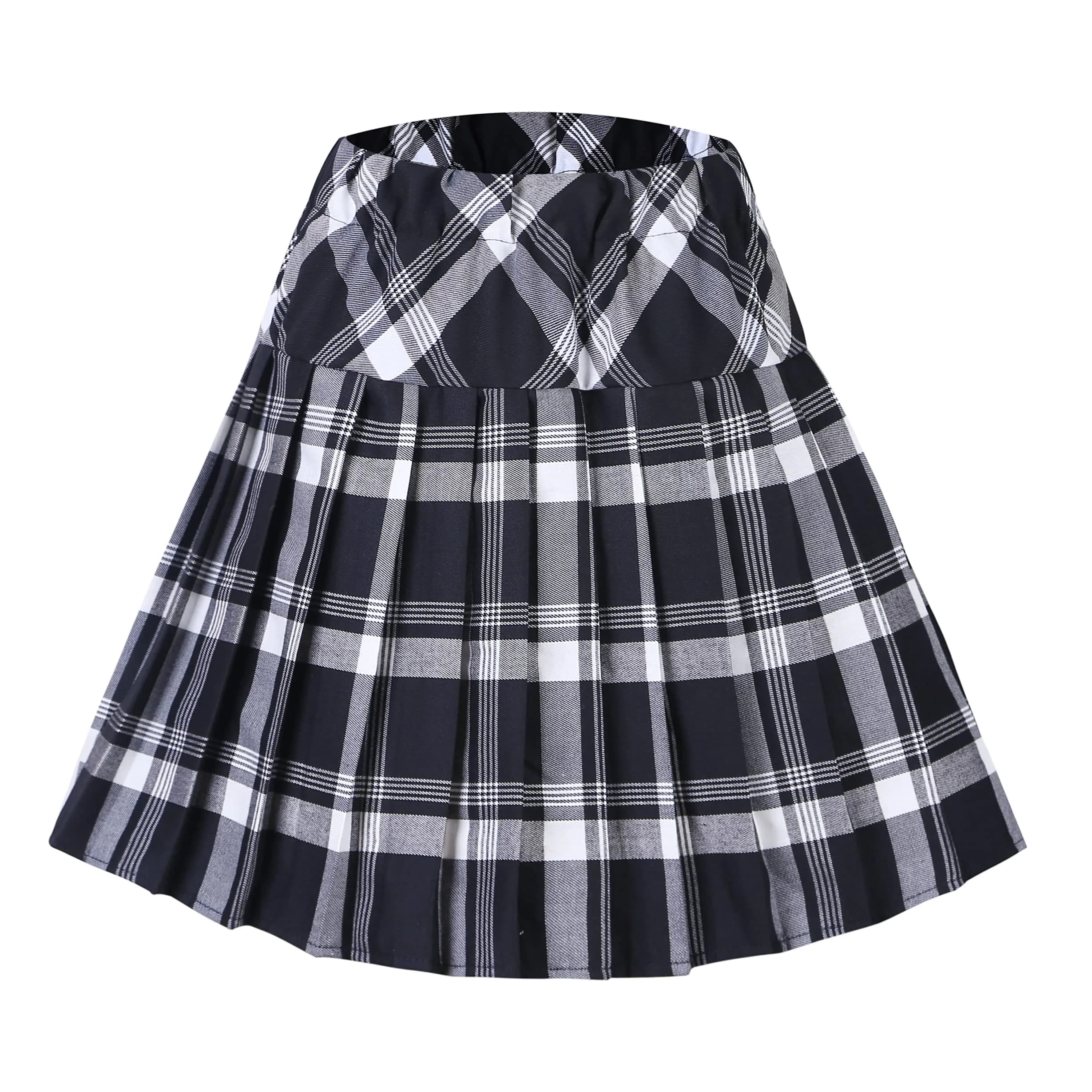 Urban CoCo Women's Elastic Waist Plaid Pleated Skirt Series 1 White | Trendy Mini Skirt for Women
