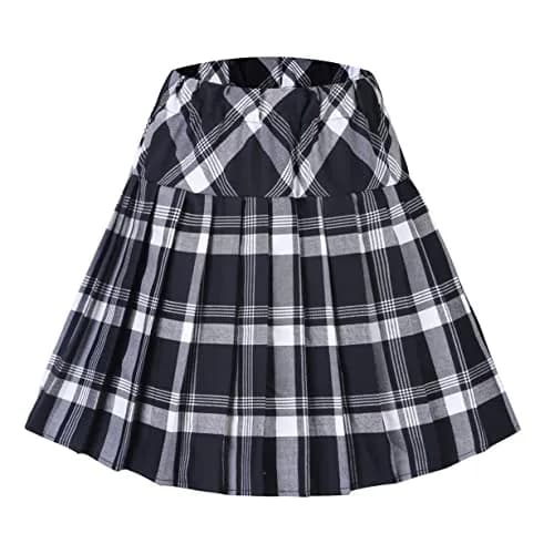 Urban CoCo Women's Elastic Waist Plaid Pleated Skirt Series 1 White | Trendy Mini Skirt for Women thumbnail 1