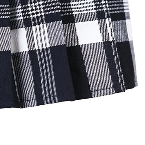 Urban CoCo Women's Elastic Waist Plaid Pleated Skirt Series 1 White | Trendy Mini Skirt for Women thumbnail 5