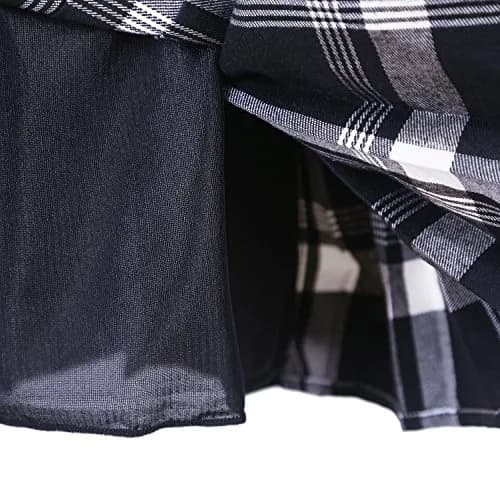 Urban CoCo Women's Elastic Waist Plaid Pleated Skirt Series 1 White | Trendy Mini Skirt for Women thumbnail 6
