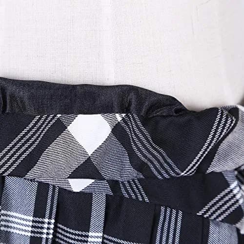 Urban CoCo Women's Elastic Waist Plaid Pleated Skirt Series 1 White | Trendy Mini Skirt for Women thumbnail 7