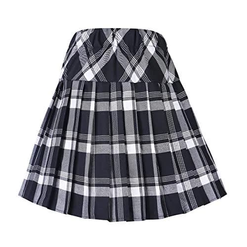Urban CoCo Women's Elastic Waist Plaid Pleated Skirt Series 1 White | Trendy Mini Skirt for Women thumbnail 8