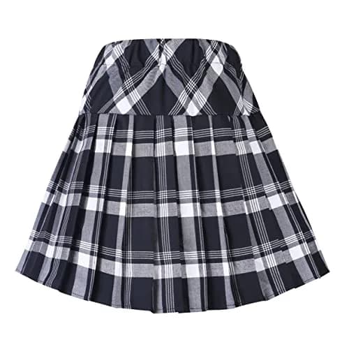 Urban CoCo Women's Elastic Waist Plaid Pleated Skirt Series 1 White | Trendy Mini Skirt for Women thumbnail 3