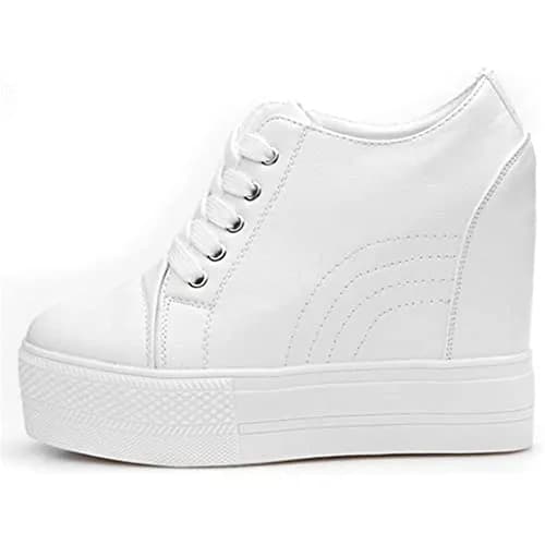 ACE SHOCK Women Wedges Sneakers with Hidden Heel 5.5 US | Fashion Wedding Shoes (White, 5.5 US) thumbnail 4