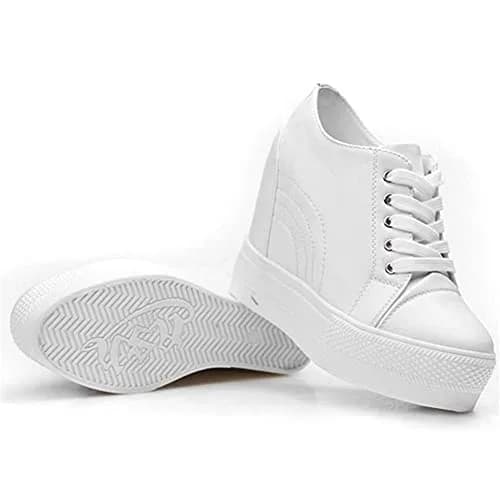 ACE SHOCK Women Wedges Sneakers with Hidden Heel 5.5 US | Fashion Wedding Shoes (White, 5.5 US) thumbnail 5
