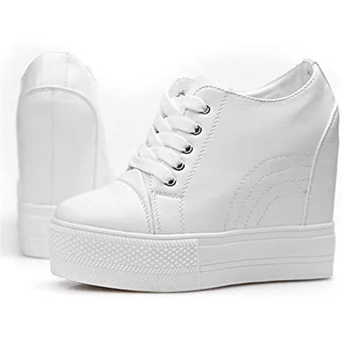 ACE SHOCK Women Wedges Sneakers with Hidden Heel 5.5 US | Fashion Wedding Shoes (White, 5.5 US) thumbnail 6