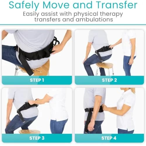 Vive Gait Belt with Handles & Metal Buckle (350 lbs Capacity) | Adjustable Patient Transfer Aid thumbnail 8