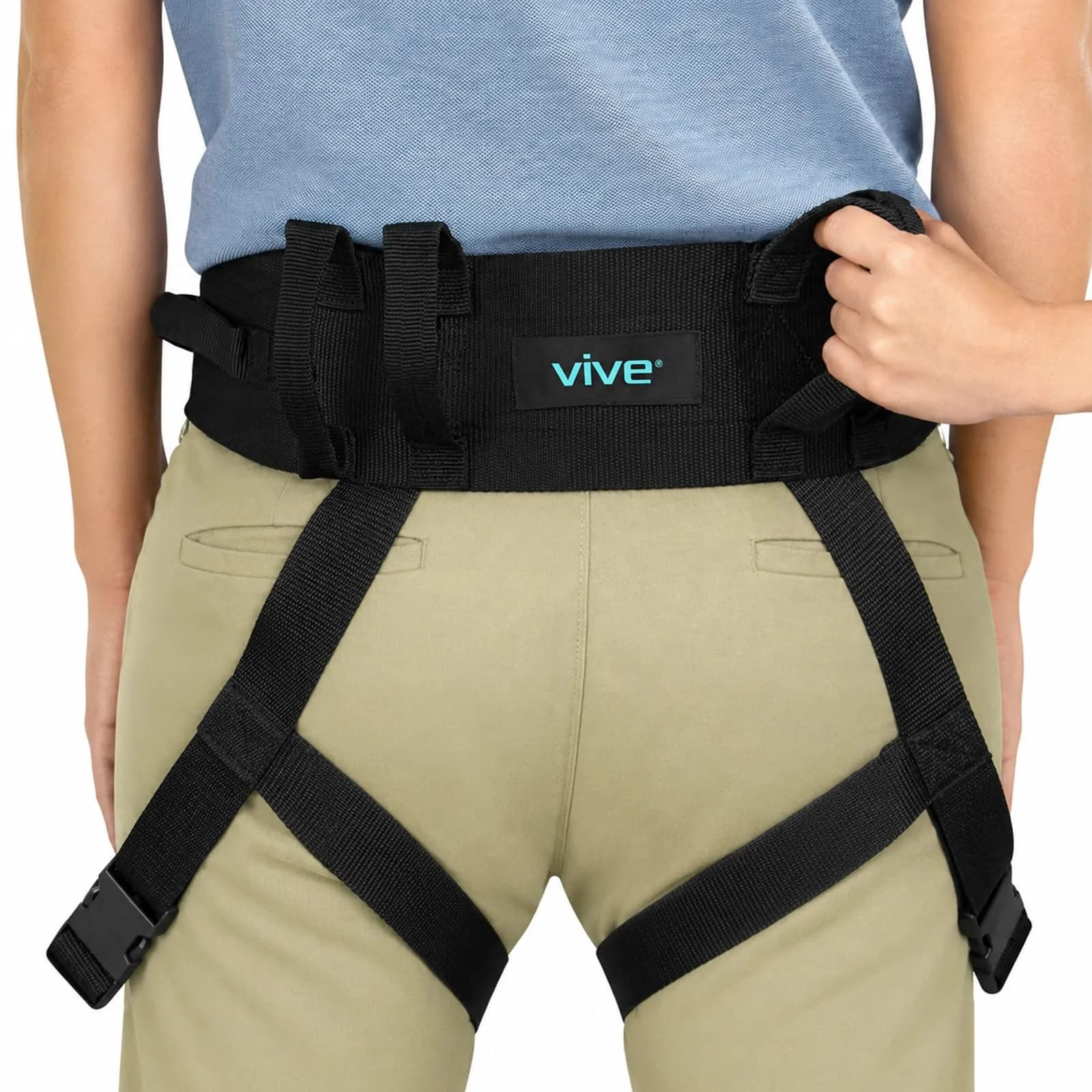 Vive Transfer Belt with Leg Loops & Padded Handles - 52 Inch Adjustable Gait Belt for Patient Lifting & Mobility Support — Transfer Belt With Loops