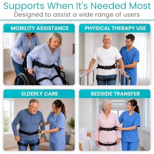 Vive Transfer Belt with Leg Loops & Padded Handles - 52 Inch Adjustable Gait Belt for Patient Lifting & Mobility Support thumbnail 4