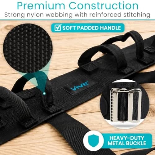 Vive Transfer Belt with Leg Loops & Padded Handles - 52 Inch Adjustable Gait Belt for Patient Lifting & Mobility Support thumbnail 5