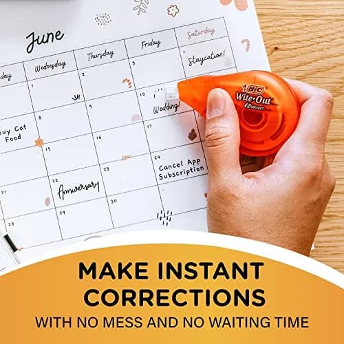 BIC WOTAPP418 Wite-Out EZ Correct Correction Tape 1/6-Inch x 400-Inch | Dry, Tear-Resistant, Visible Supply thumbnail 4