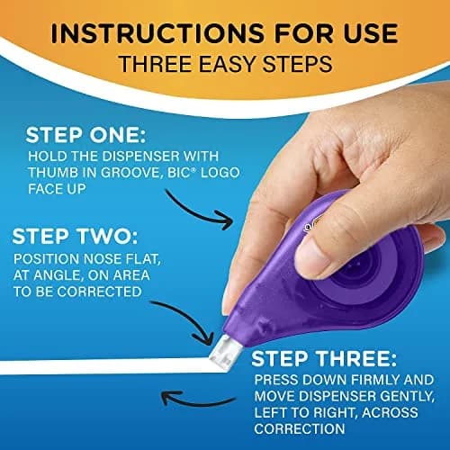 BIC WOTAPP418 Wite-Out EZ Correct Correction Tape 1/6-Inch x 400-Inch | Dry, Tear-Resistant, Visible Supply thumbnail 7