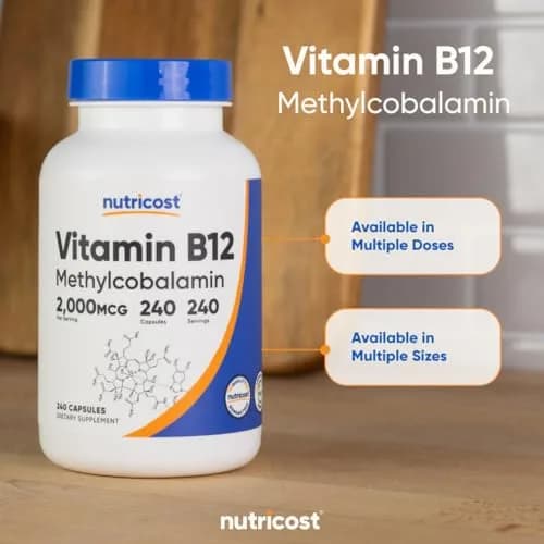 Nutricost Vitamin B12 (Methylcobalamin) 2000mcg | Gluten Free Vegetarian Supplement thumbnail 6
