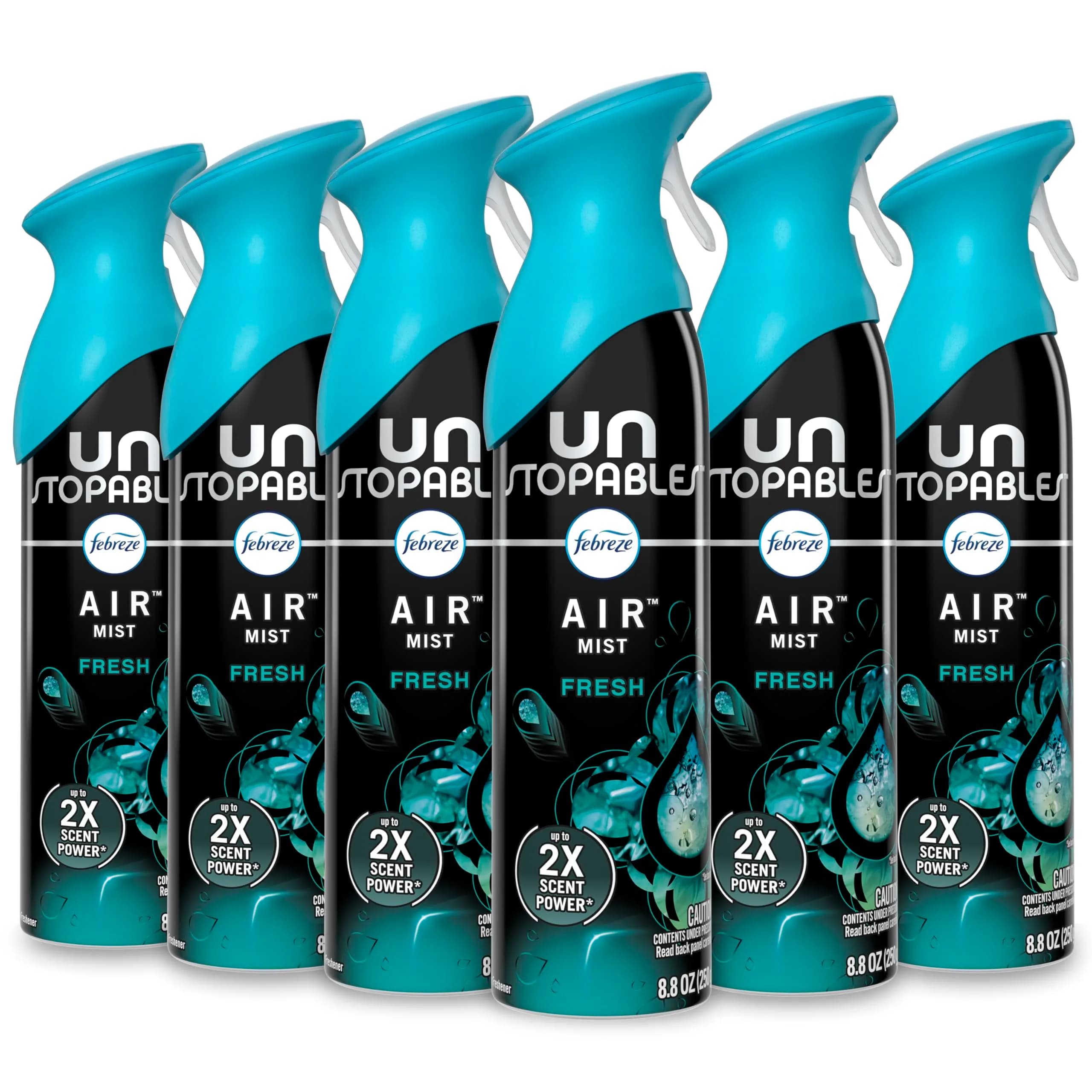 Febreze Unstopables Air Freshener Spray, Fresh Scent, 156 g (5.5 Oz) Bottles, Pack of 6 | Long-Lasting Luxury Fragrance — 52.8 Ounce