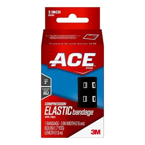 ACE 3 Inch Elastic Bandage with Clips | Support for Muscles & Joints, Black, 1 Count thumbnail 1