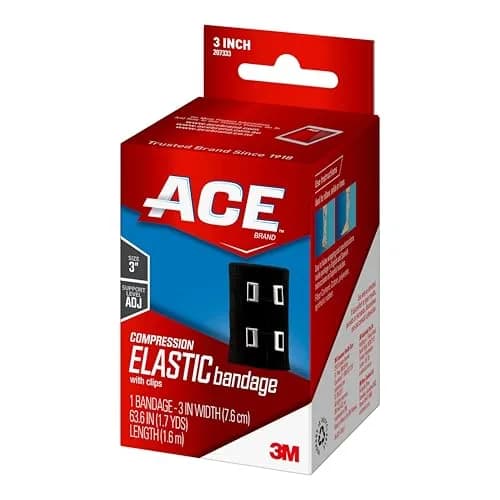 ACE 3 Inch Elastic Bandage with Clips | Support for Muscles & Joints, Black, 1 Count thumbnail 2