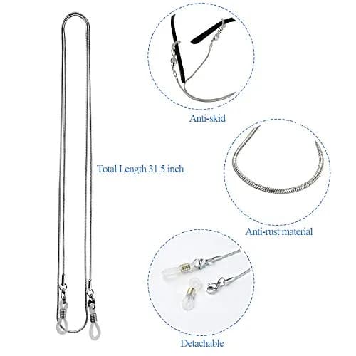 Jmkcoz Stainless Steel Eyeglass Holder Chain 80cm (2.62 ft) | Silver Chain for Neck thumbnail 3