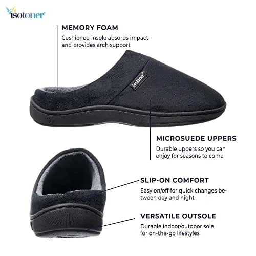 isotoner Men's Microsuede Devin Slip On Slippers with Cooling Memory Foam | Indoor/Outdoor Comfort (70-120 chars) thumbnail 3