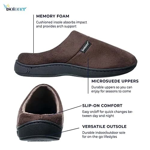 isotoner Men's Microsuede Devin Slip On Slippers with Cooling Memory Foam | Indoor/Outdoor Comfort (70-120 chars) thumbnail 3