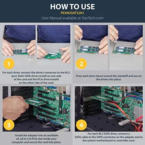 StarTech.com 3-Port M.2 Adapter, 1x NVMe & 2x SATA III, LEDs, PCIe 3.0 x4 (40Gbps) | 2280/2260/2242/2230 SSD Support thumbnail 4
