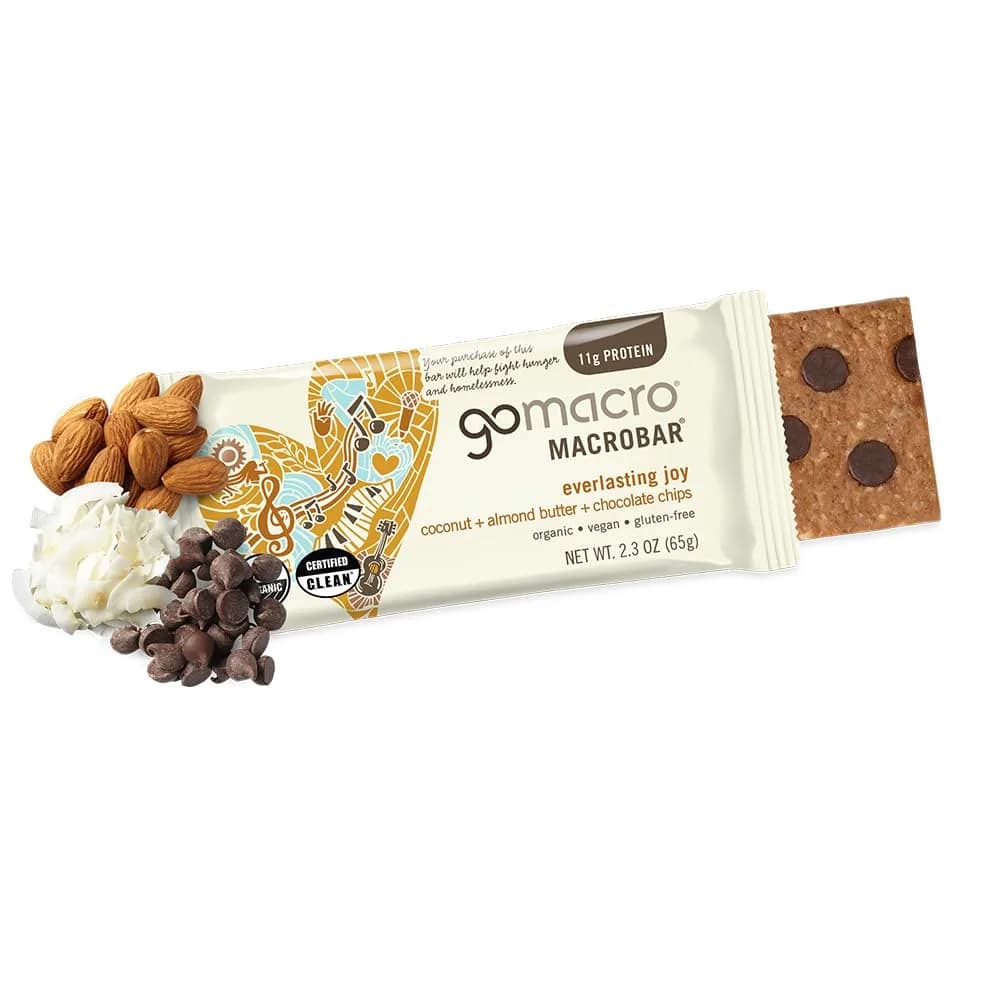 GoMacro MacroBar Organic Vegan Protein Bar - Coconut Almond Butter Chocolate Chip, 12 Count Pack | Plant-Based Energy Snack - view 2