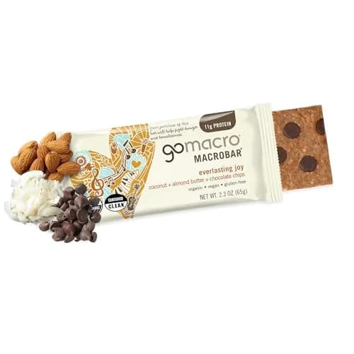 GoMacro MacroBar Organic Vegan Protein Bar - Coconut Almond Butter Chocolate Chip 65g (2.3 Oz) | 11g Protein thumbnail 2