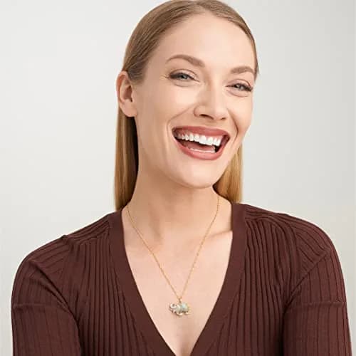 MORGAN & PAIGE Silver 18k Yellow Gold Plated Jade Elephant Necklace 18in | Symbol of Strength & Wisdom thumbnail 4