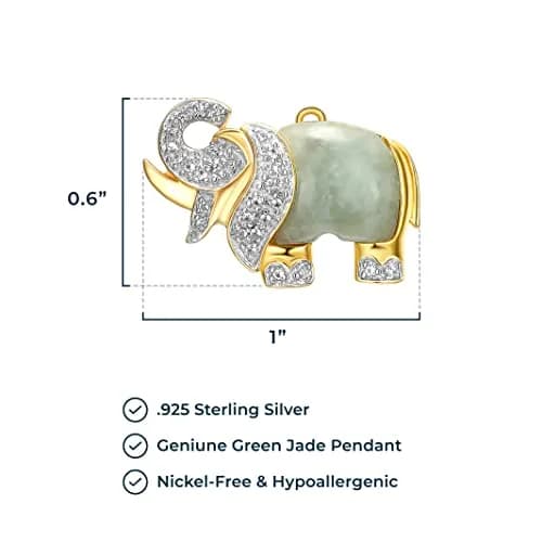 MORGAN & PAIGE Silver 18k Yellow Gold Plated Jade Elephant Necklace 18in | Symbol of Strength & Wisdom thumbnail 3