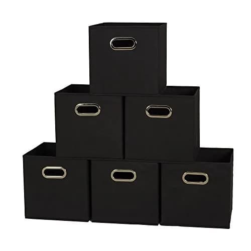 Household Essentials Foldable Fabric Storage Bins 6 Piece Set | Classic Black, Stackable & Space-Saving (70-120 chars) thumbnail 1