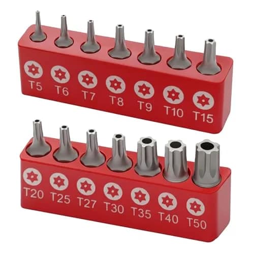 RamPro 15Pc Security Torx Bit Set T5-T50 with 1/4" Hex Shank | Tamper Proof Driver Bits for Automotive & Electronics thumbnail 1